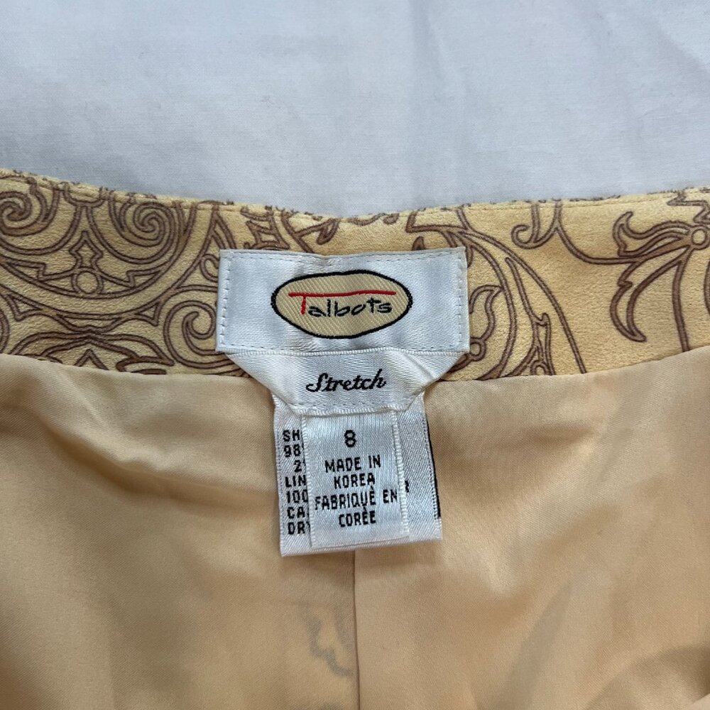 Talbots Yellow Velvet Y2K Ornate Pattern High Waist Pants | Size 6 - Picture 4 of 9